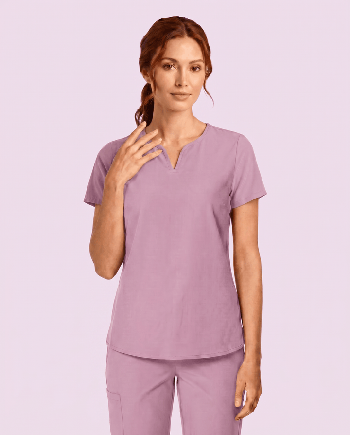 Women's Curved V-neck Top Lilac