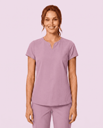 Women's Curved V-neck Top Lilac - Scrubloop