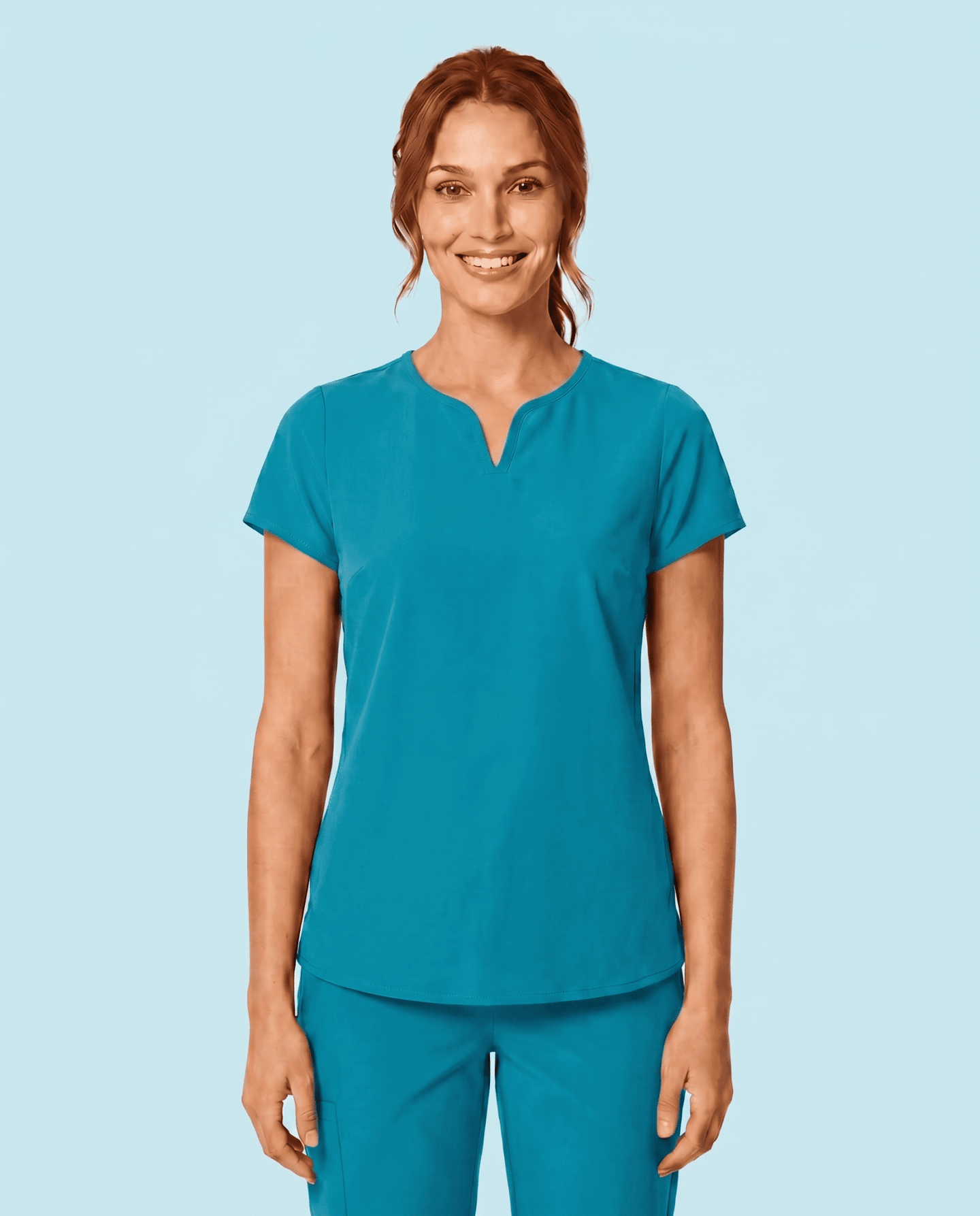 Women's Curved V-neck Top Marina - Scrubloop