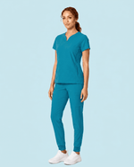 Women's Curved V-neck Top Marina - Scrubloop