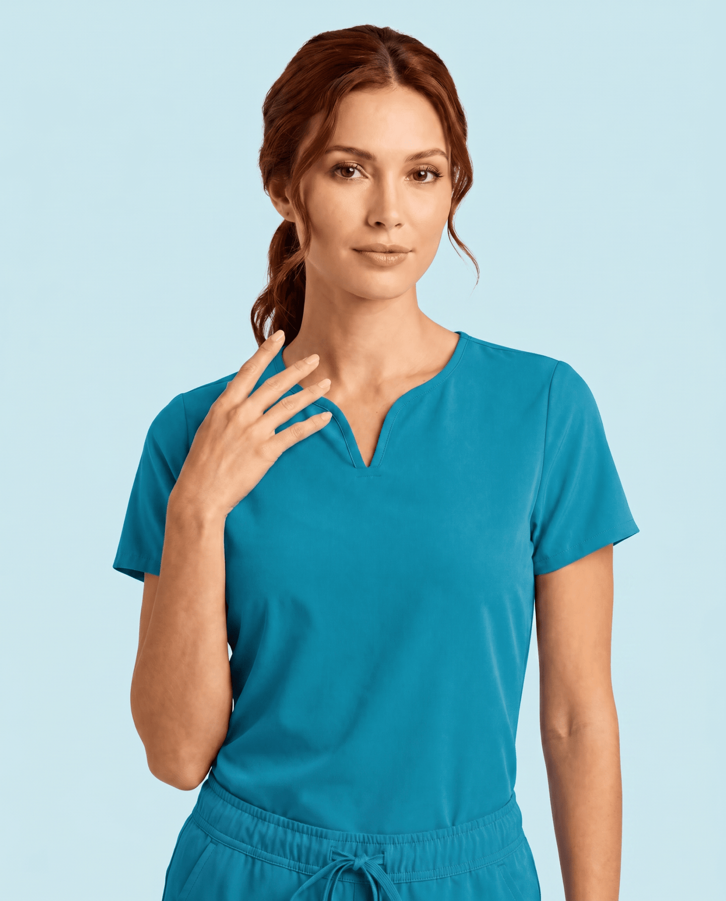 Women's Curved V-neck Top Marina - Scrubloop