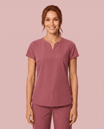 Women's Curved V-neck Top Mauve - Scrubloop