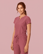 Women's Curved V-neck Top Mauve - Scrubloop
