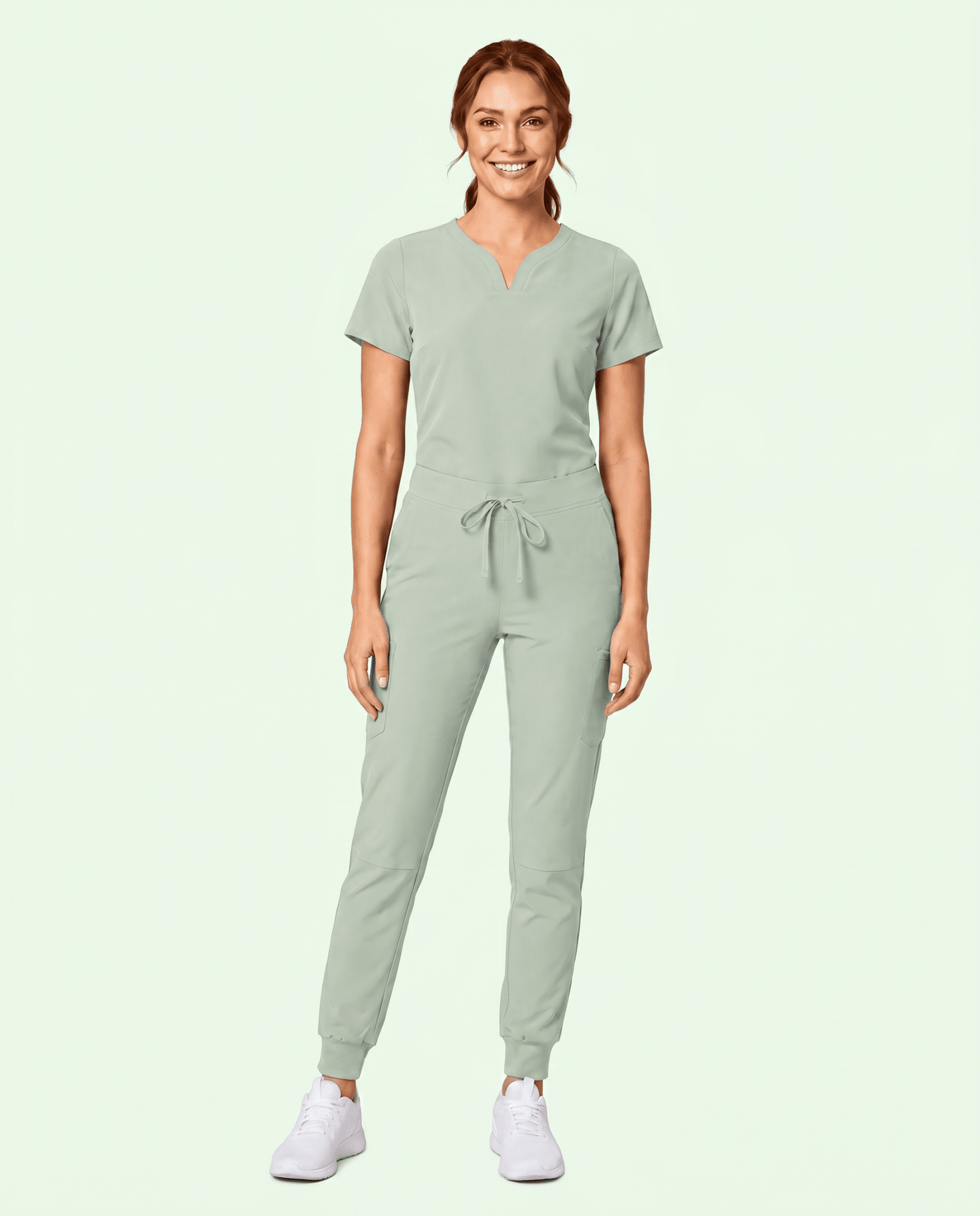 Women's Curved V-neck Top Mint - Scrubloop