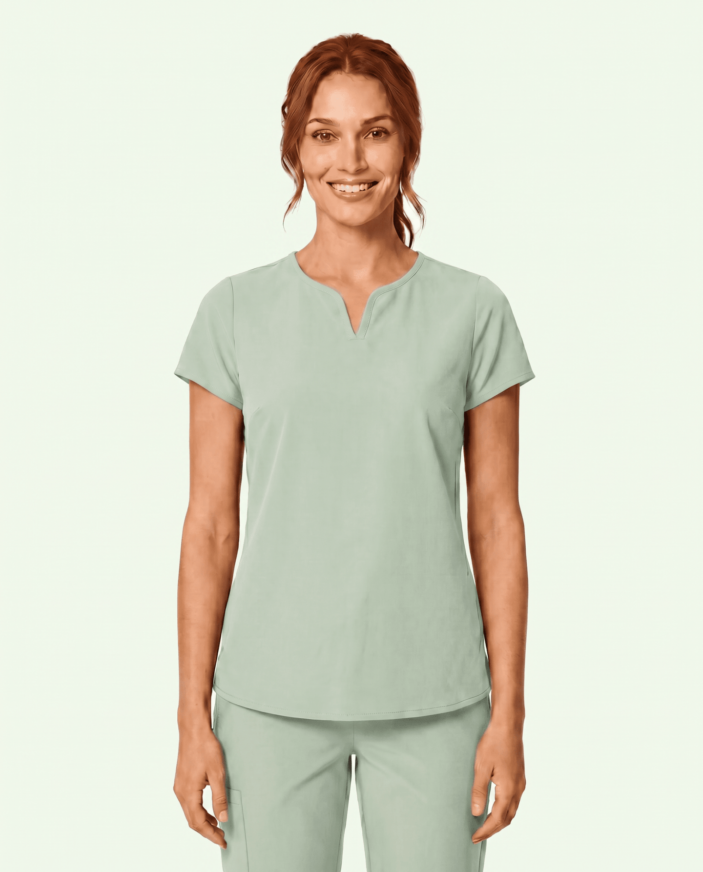 Women's Curved V-neck Top Mint - Scrubloop