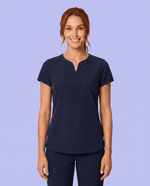 Women's Curved V-neck Top Navy - Scrubloop