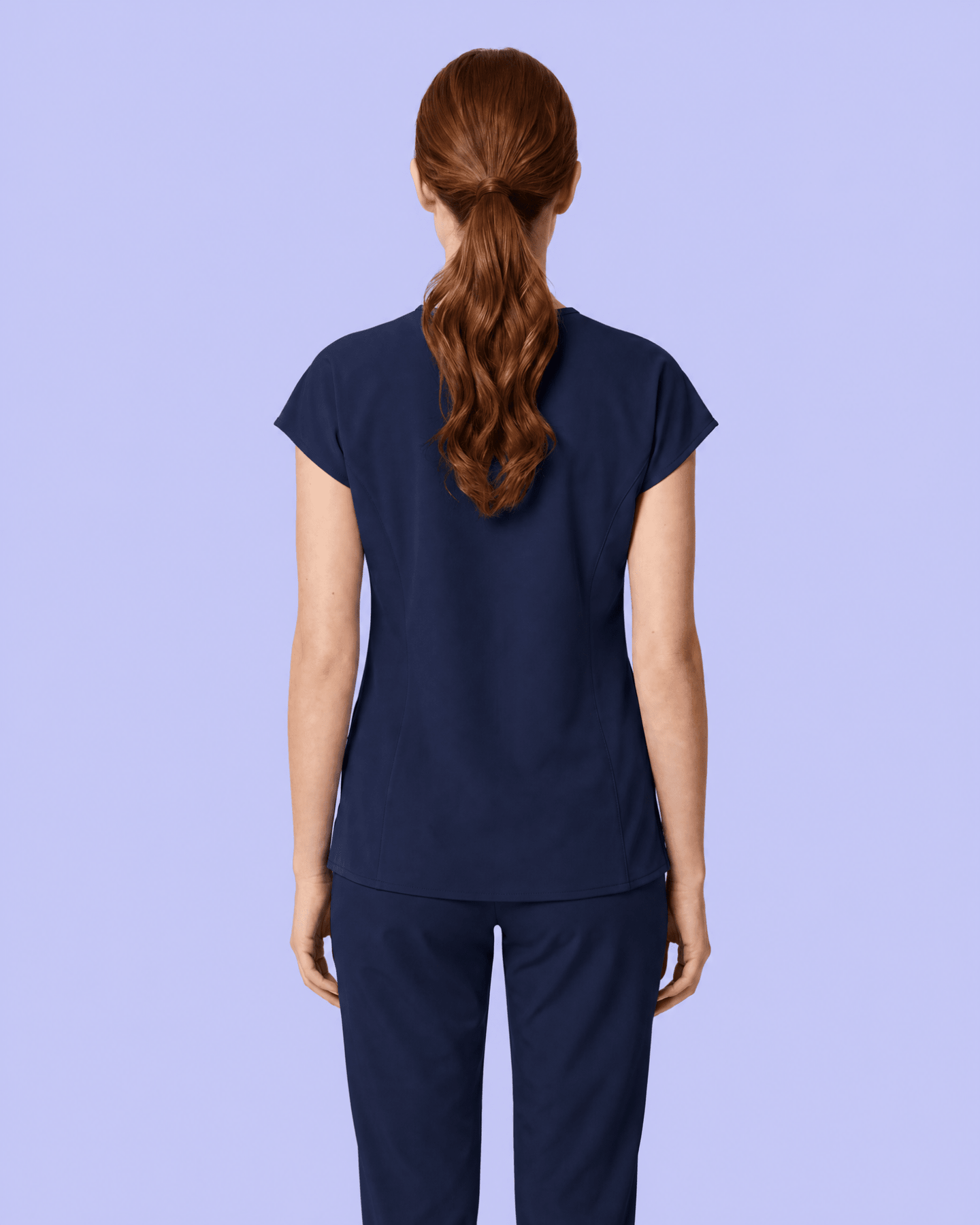 Women's Curved V-neck Top Navy - Scrubloop