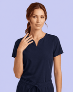 Women's Curved V-neck Top Navy - Scrubloop