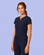 Women's Curved V-neck Top Navy - Scrubloop