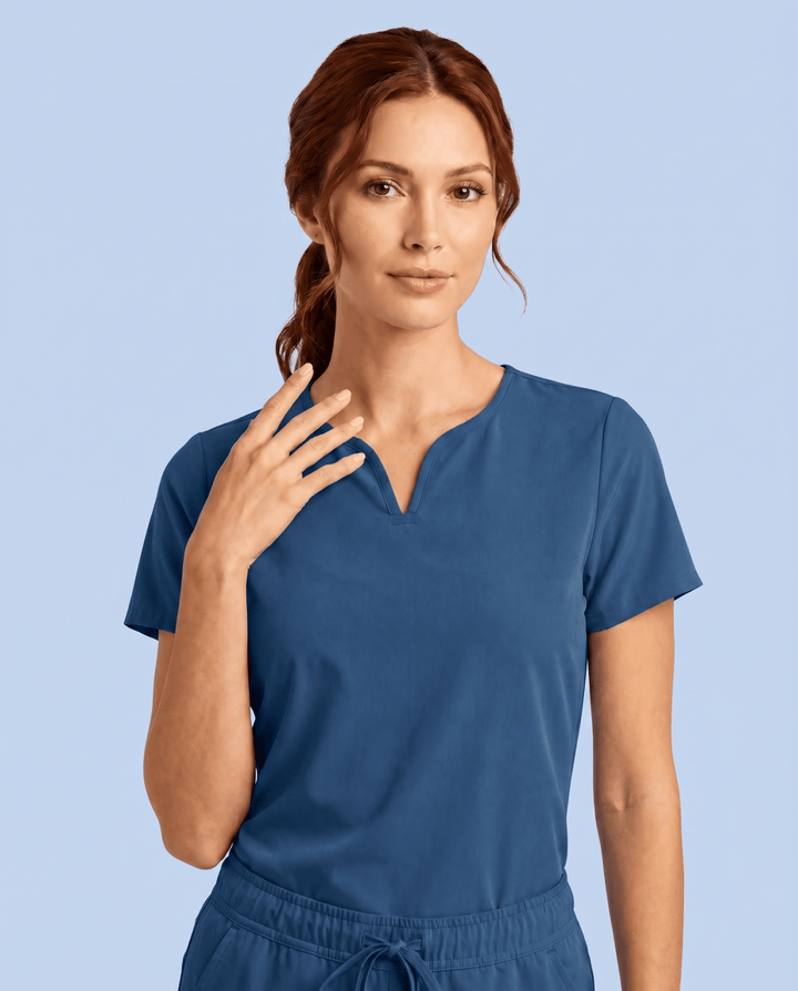 Women's Curved V-neck Top Ocean