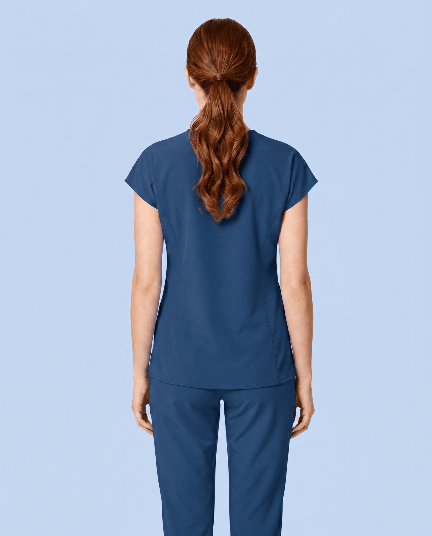 Women's Curved V-neck Top Ocean - Scrubloop