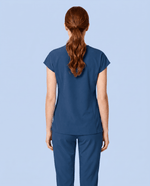 Women's Curved V-neck Top Ocean - Scrubloop