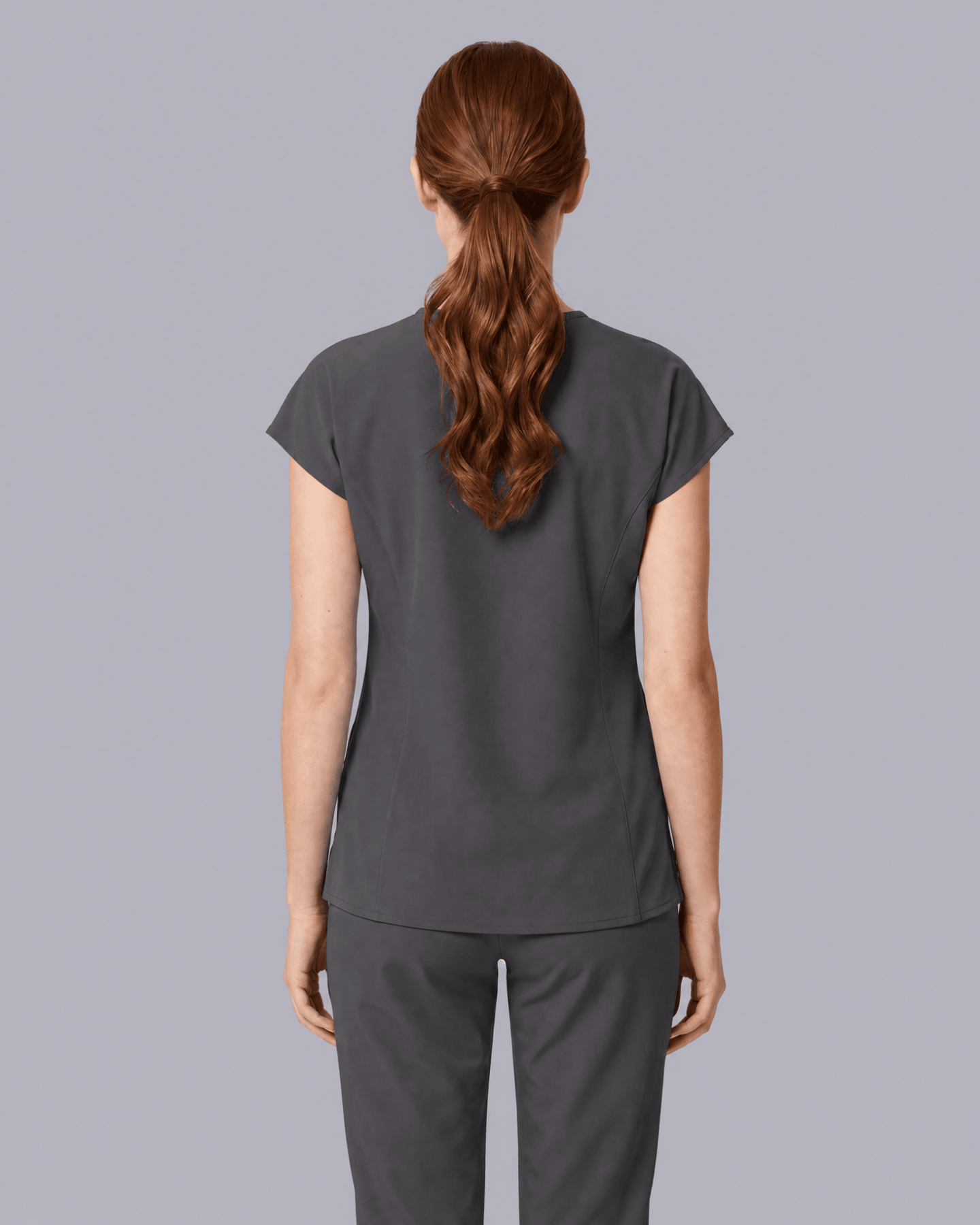 Women's Curved V-neck Top Pewter - Scrubloop