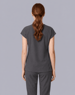 Women's Curved V-neck Top Pewter - Scrubloop