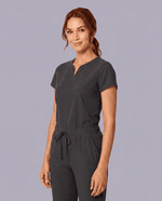 Women's Curved V-neck Top Pewter - Scrubloop