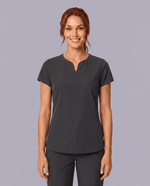 Women's Curved V-neck Top Pewter - Scrubloop