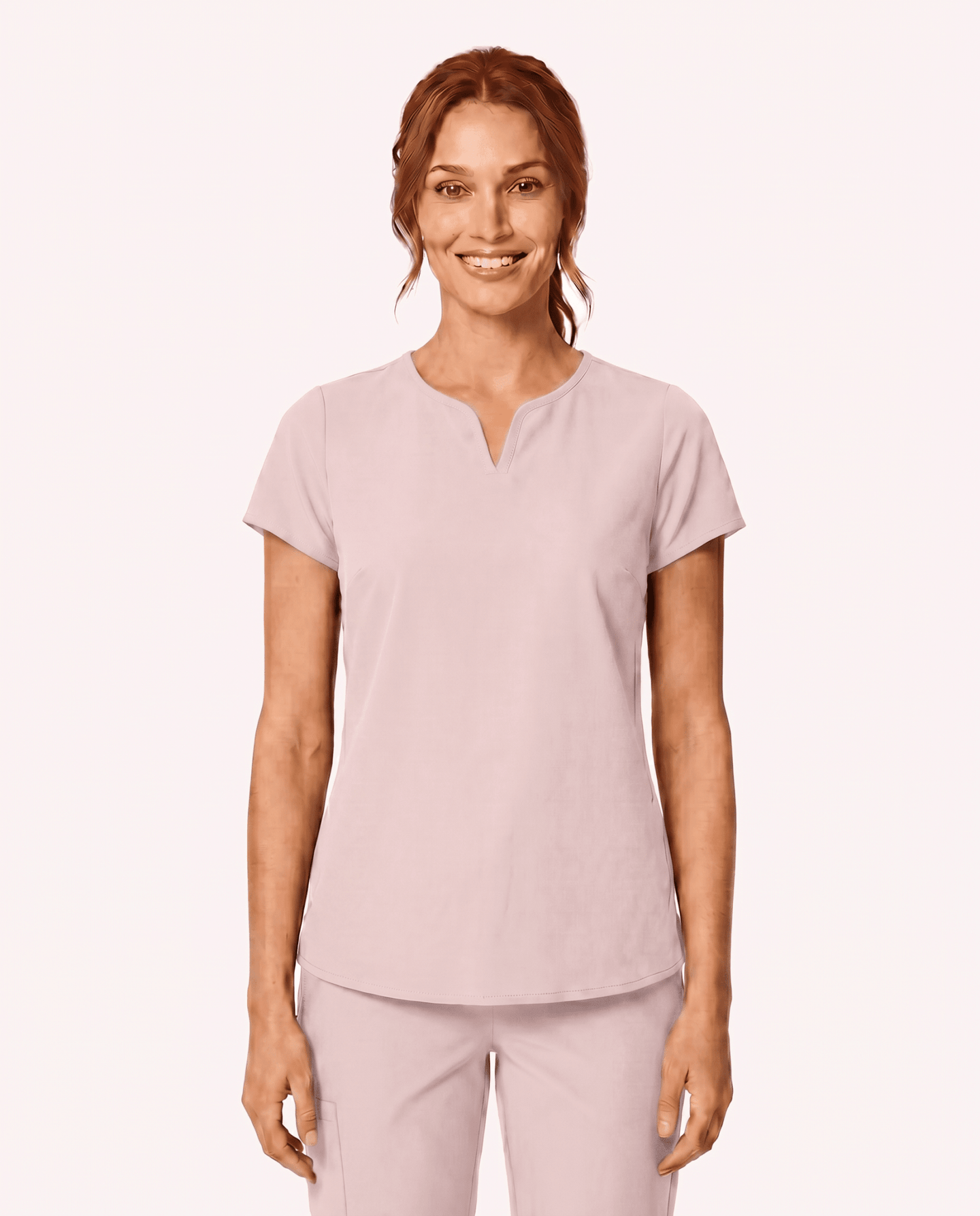 Women's Curved V-neck Top Rose Quartz - Scrubloop
