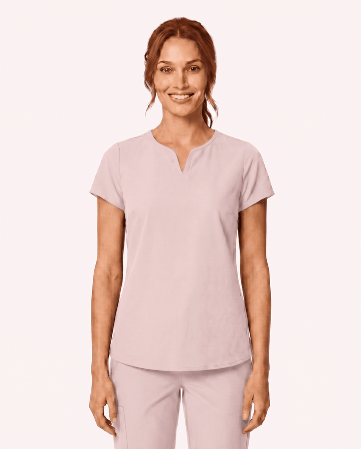 Women's Curved V-neck Top Rose Quartz