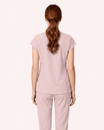 Women's Curved V-neck Top Rose Quartz - Scrubloop