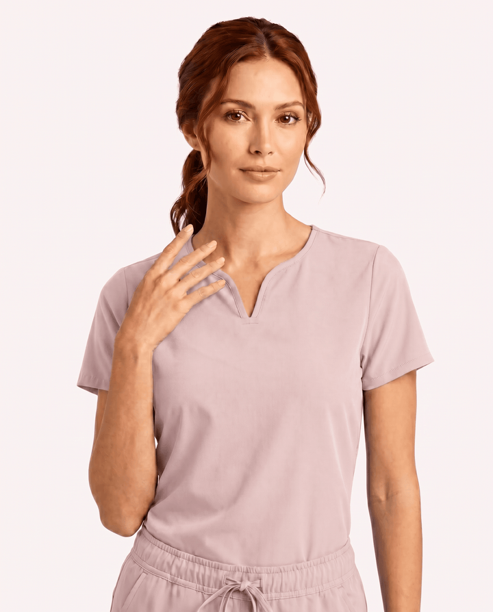 Women's Curved V-neck Top Rose Quartz