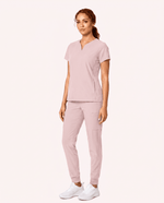 Women's Curved V-neck Top Rose Quartz - Scrubloop
