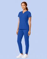 Women's Curved V-neck Top Royal Blue - Scrubloop