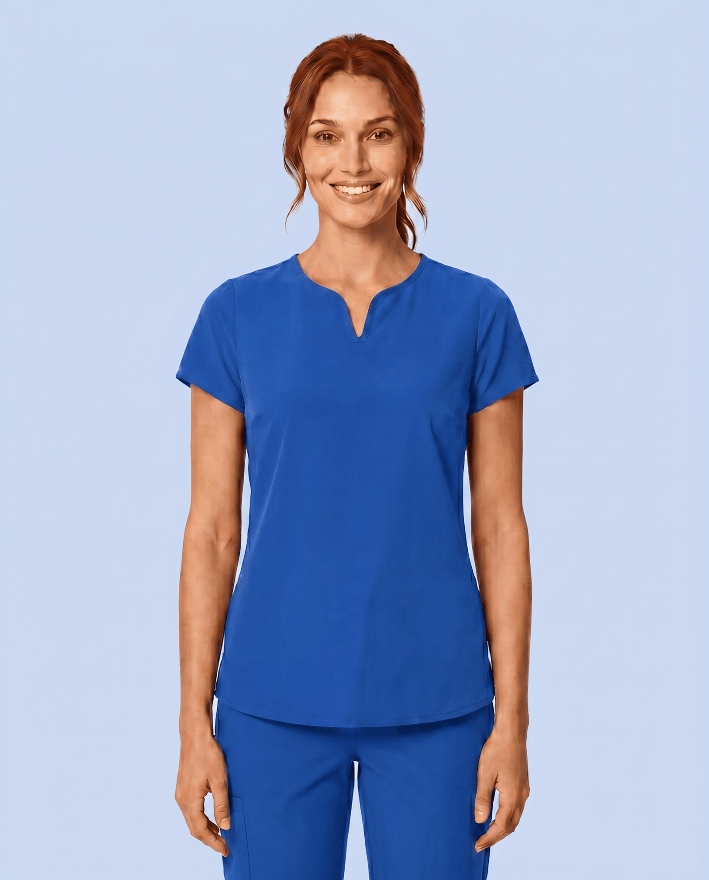 Women's Curved V-neck Top Royal Blue - Scrubloop