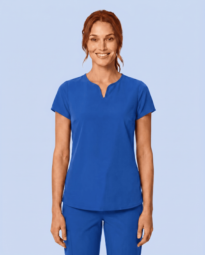 Women's Curved V-neck Top Royal Blue