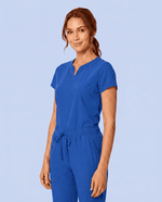 Women's Curved V-neck Top Royal Blue - Scrubloop