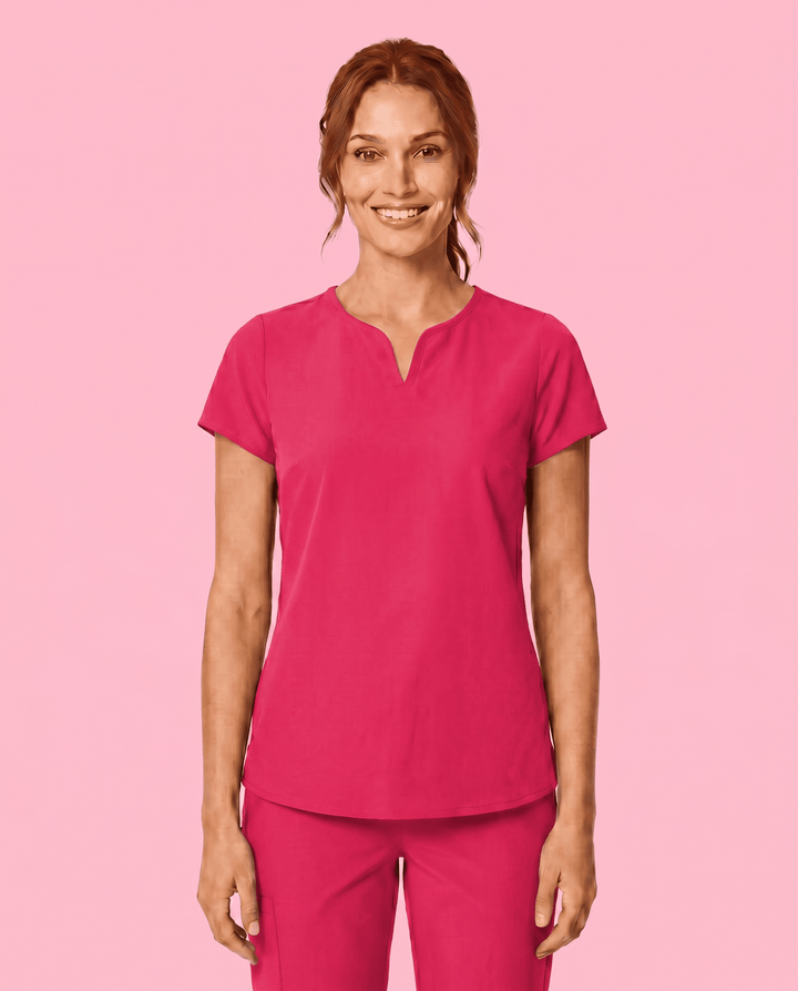 Women's Curved V-neck Top Sangria