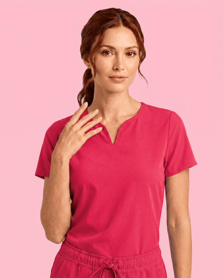 Women's Curved V-neck Top Sangria