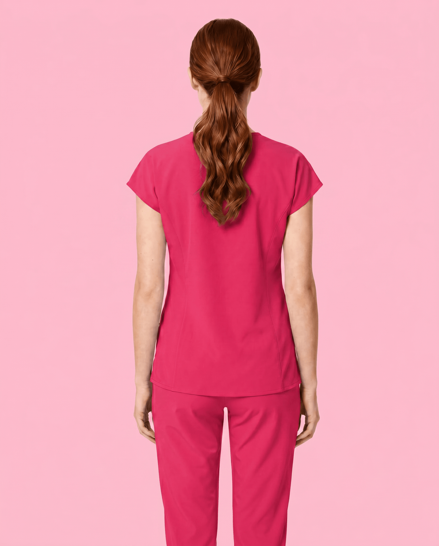 Women's Curved V-neck Top Sangria - Scrubloop