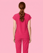 Women's Curved V-neck Top Sangria - Scrubloop
