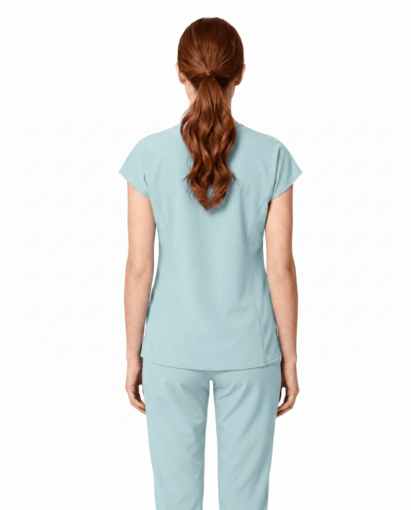 Women's Curved V-neck Top Sky Blue - Scrubloop