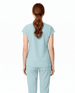 Women's Curved V-neck Top Sky Blue - Scrubloop