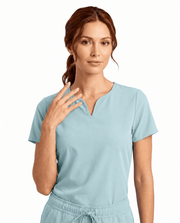 Women's Curved V-neck Top Sky Blue