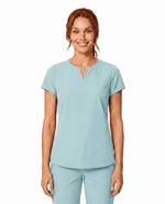 Women's Curved V-neck Top Sky Blue - Scrubloop
