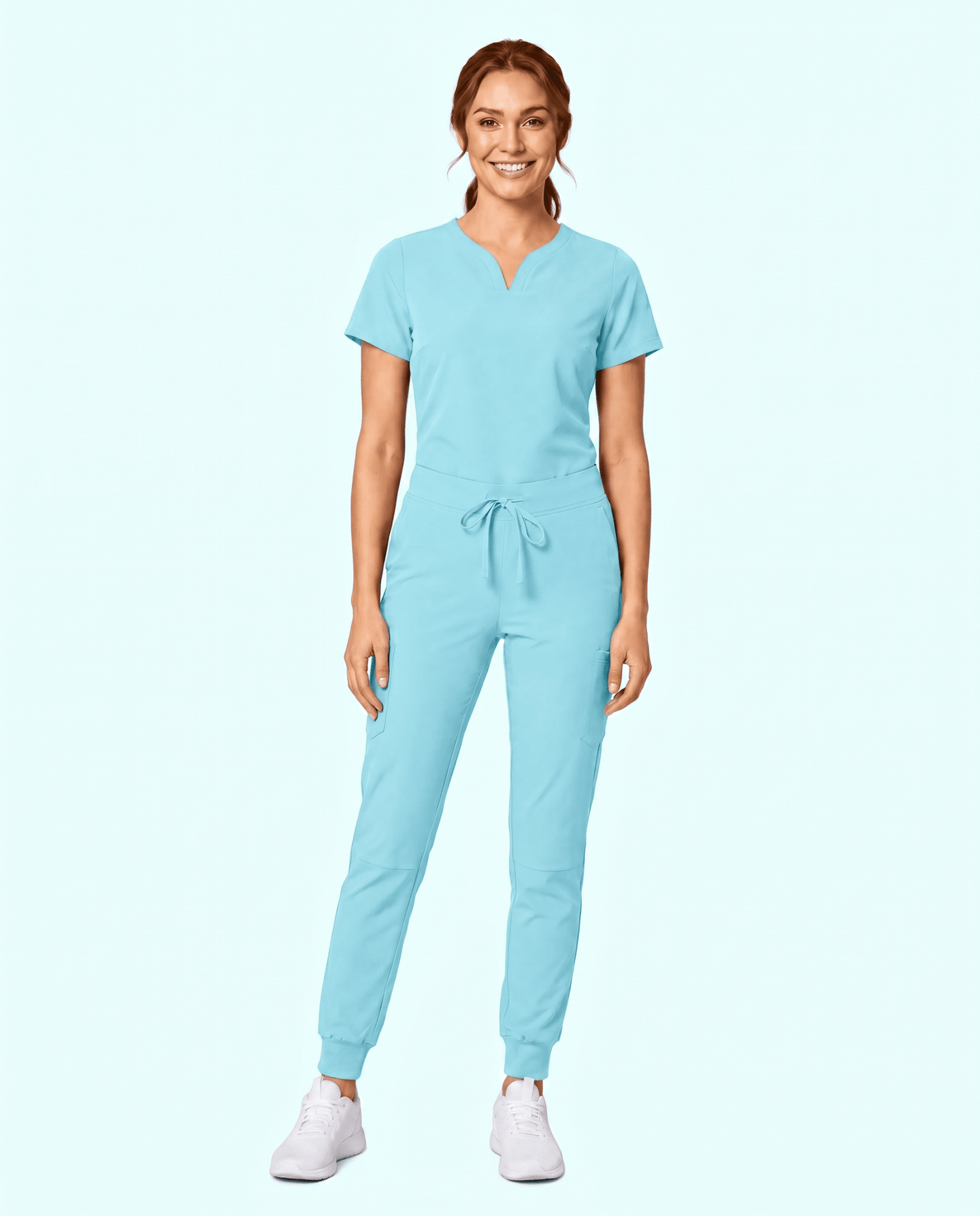 Women's Curved V-neck Top Surt - Scrubloop
