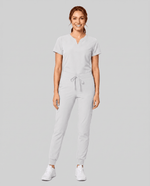 Women's Curved V-neck Top White - Scrubloop