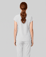 Women's Curved V-neck Top White - Scrubloop