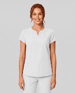 Women's Curved V-neck Top White - Scrubloop