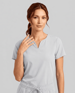 Women's Curved V-neck Top White - Scrubloop