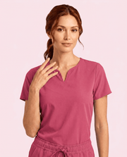 Curved V-neck Top Wild Berry