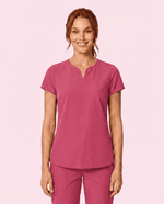 Women's Curved V-neck Top Wild Berry - Scrubloop