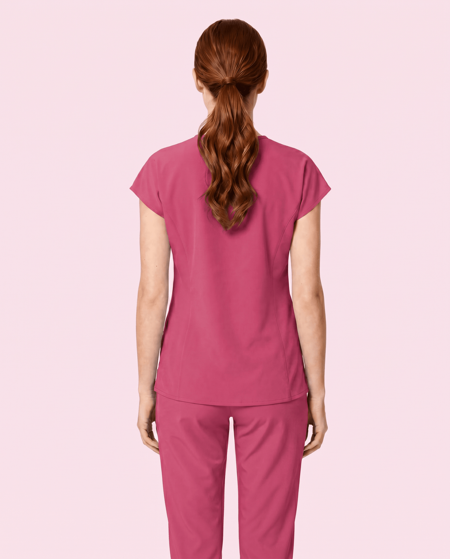 Women's Curved V-neck Top Wild Berry - Scrubloop