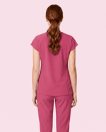 Women's Curved V-neck Top Wild Berry - Scrubloop