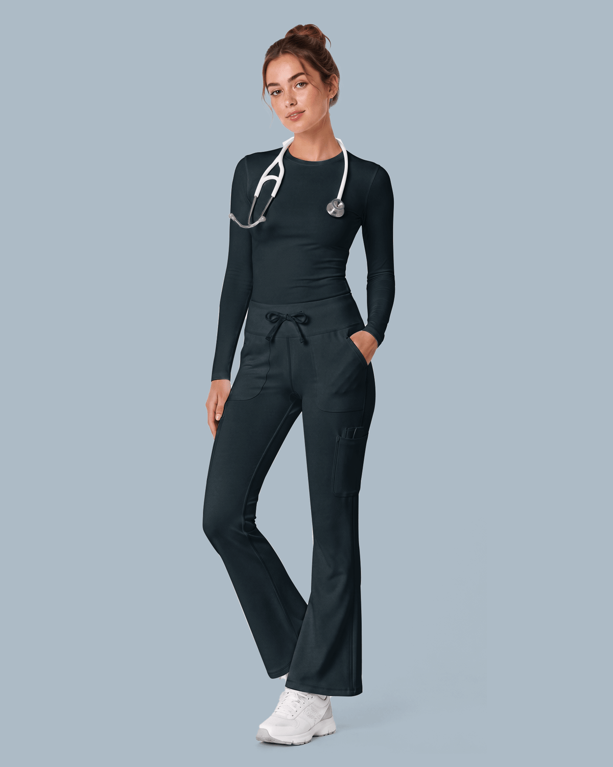 Women's High-Rise Flare Scrub Legging Dark Harbor - Scrubloop
