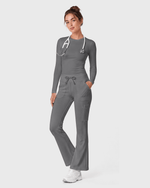 Women's High-Rise Flare Scrub Legging Heather Gray - Scrubloop