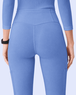 Women's High-Rise Flare Scrub Legging in Ceil Blue - Scrubloop