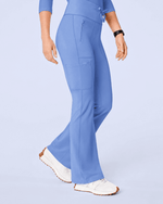 Women's High-Rise Flare Scrub Legging in Ceil Blue - Scrubloop